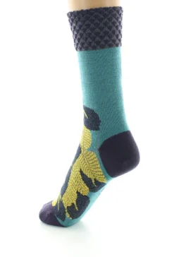 New Berthe Aux Grands Pieds Chaussettes femme laine peignée feuilles d'or