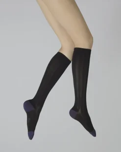 Online Berthe Aux Grands Pieds Chaussettes hautes en soie noir-raisin