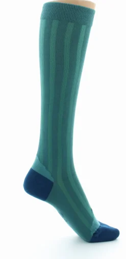 Sale Berthe Aux Grands Pieds Chaussettes Hautes en Soie Turquoise - Talon et pointe Bleu Indigo