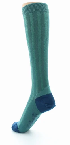 Sale Berthe Aux Grands Pieds Chaussettes Hautes en Soie Turquoise - Talon et pointe Bleu Indigo