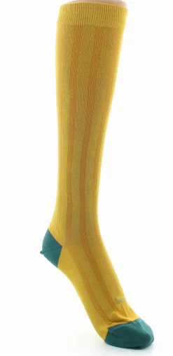 Sale Berthe Aux Grands Pieds Chaussettes Hautes en Soie Tournesol - Talon et pointe Turquoise