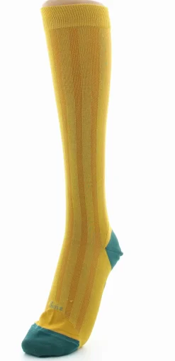 Sale Berthe Aux Grands Pieds Chaussettes Hautes en Soie Tournesol - Talon et pointe Turquoise