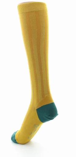 Sale Berthe Aux Grands Pieds Chaussettes Hautes en Soie Tournesol - Talon et pointe Turquoise