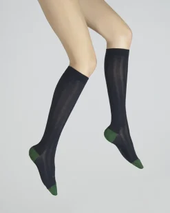 Clearance Berthe Aux Grands Pieds Chaussettes hautes en soie marine-vert
