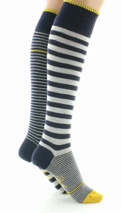 Fashion Berthe Aux Grands Pieds Chaussettes hautes femme laine peignée rayures asymétriques