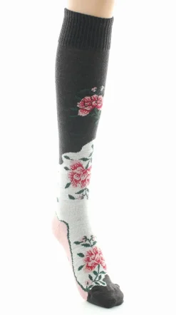 Sale Berthe Aux Grands Pieds Chaussettes hautes femme laine peignée fleurs