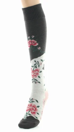 Sale Berthe Aux Grands Pieds Chaussettes hautes femme laine peignée fleurs
