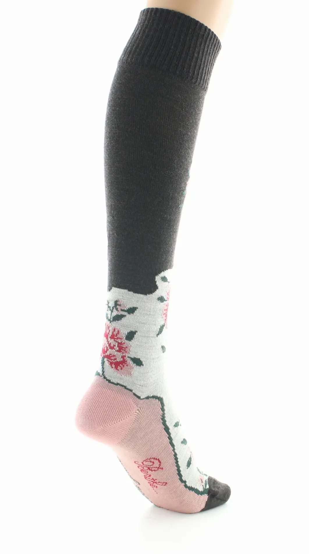 Sale Berthe Aux Grands Pieds Chaussettes hautes femme laine peignée fleurs