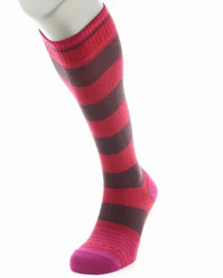 New Berthe Aux Grands Pieds Chaussettes Hautes Grosses Rayures Rouge Et Bordeaux