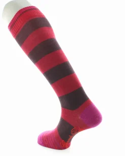 New Berthe Aux Grands Pieds Chaussettes Hautes Grosses Rayures Rouge Et Bordeaux