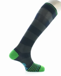 Fashion Berthe Aux Grands Pieds Chaussettes Hautes Grosses Rayures Marine Et Gris