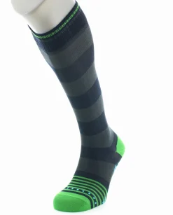 Fashion Berthe Aux Grands Pieds Chaussettes Hautes Grosses Rayures Marine Et Gris