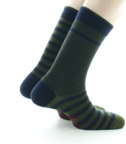 Best Berthe Aux Grands Pieds Chaussettes homme coton rayures asymétriques bleu marine et kaki