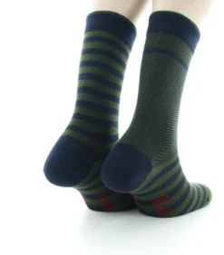 Best Berthe Aux Grands Pieds Chaussettes homme coton rayures asymétriques bleu marine et kaki