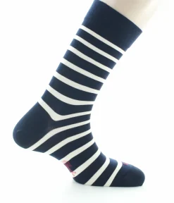 Best Berthe Aux Grands Pieds Chaussettes homme en soie marinière bleu écru
