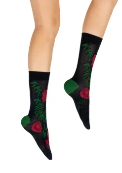 New Berthe Aux Grands Pieds Chaussettes homme fil d'Ecosse Fleurs et Feuilles