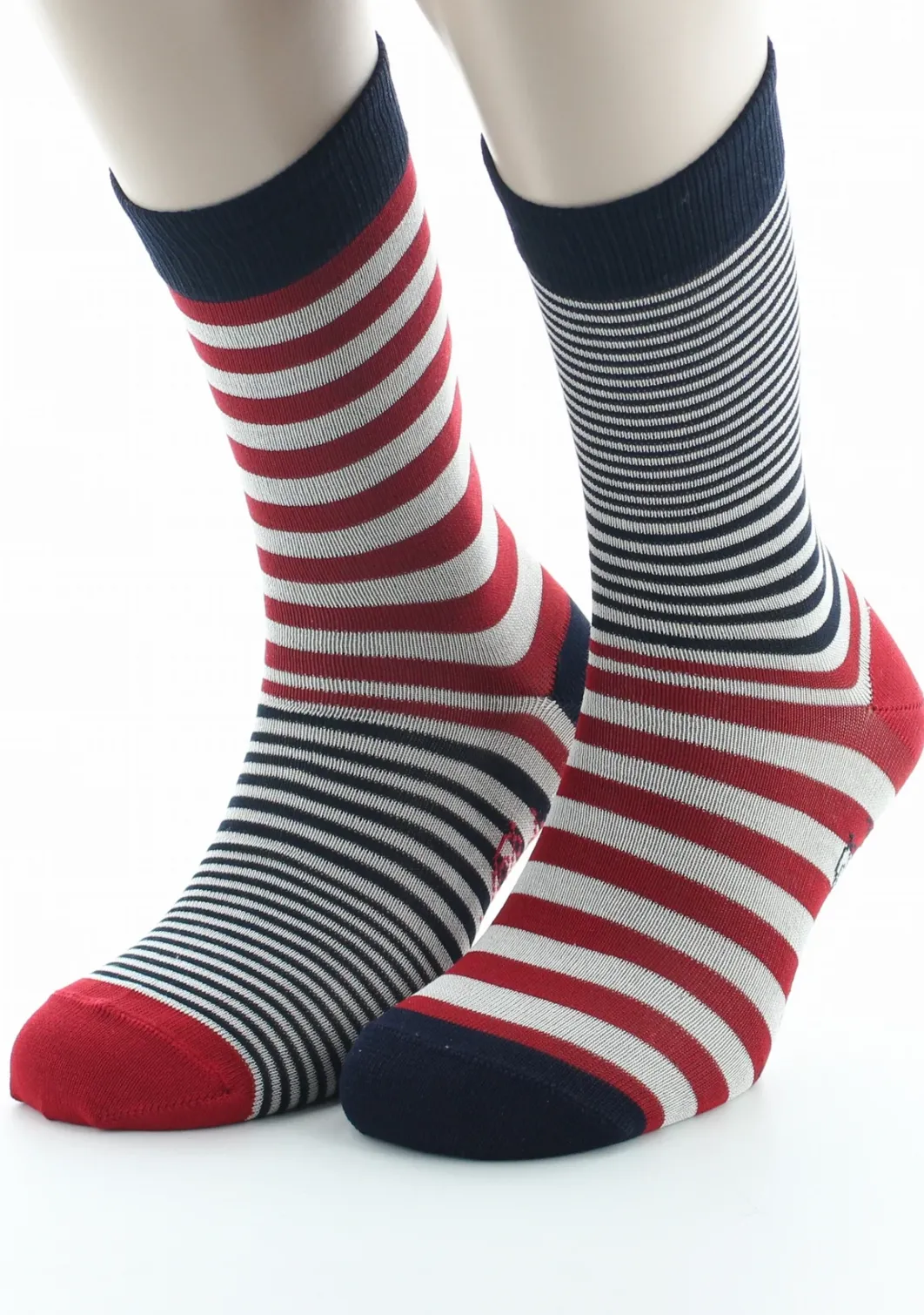 Hot Berthe Aux Grands Pieds Chaussettes homme fil d'Ecosse rayures rouge et écru
