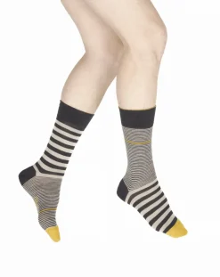 Discount Berthe Aux Grands Pieds Chaussettes homme laine peignée rayures asymétriques