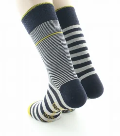 Discount Berthe Aux Grands Pieds Chaussettes homme laine peignée rayures asymétriques