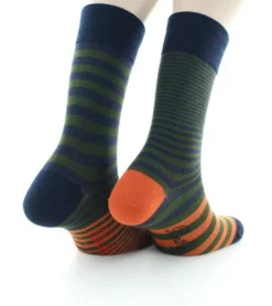 Online Berthe Aux Grands Pieds Chaussettes Homme Rayures Asymétriques kaki et marine