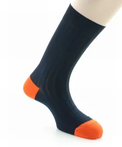 Online Berthe Aux Grands Pieds Chaussettes Jean Rochefort Marine / Orange