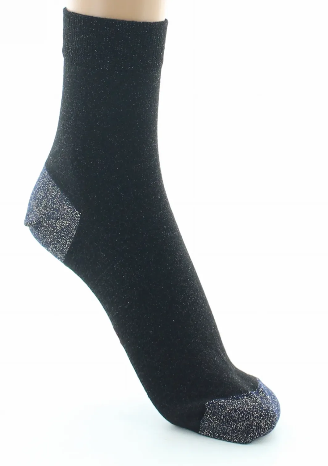 Clearance Berthe Aux Grands Pieds Chaussettes pailletées femme noir et marine