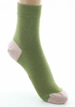 New Berthe Aux Grands Pieds Chaussettes pailletées femme vert et rose