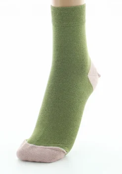 New Berthe Aux Grands Pieds Chaussettes pailletées femme vert et rose