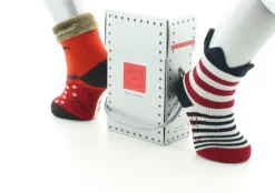 Clearance Berthe Aux Grands Pieds Chaussettes pour bébé girafe avec velours et rayures avec couronne marine