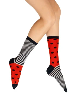 New Berthe Aux Grands Pieds Chaussettes Tabi en coton pois et rayures asymétriques