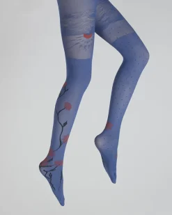 Online Berthe Aux Grands Pieds Collants agapanthes rouge fond bleu