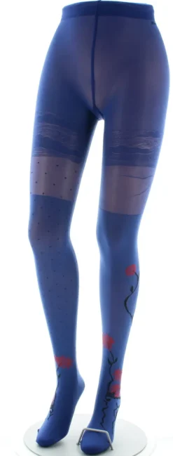Online Berthe Aux Grands Pieds Collants agapanthes rouge fond bleu