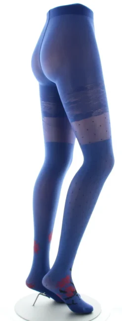 Online Berthe Aux Grands Pieds Collants agapanthes rouge fond bleu