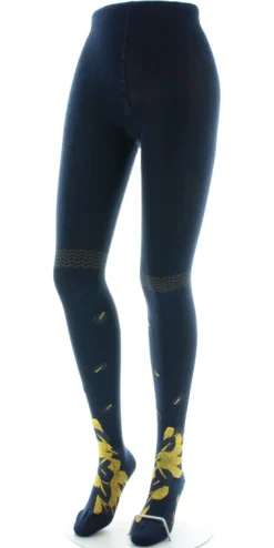 Clearance Berthe Aux Grands Pieds Collants coton femme feuilles d'or