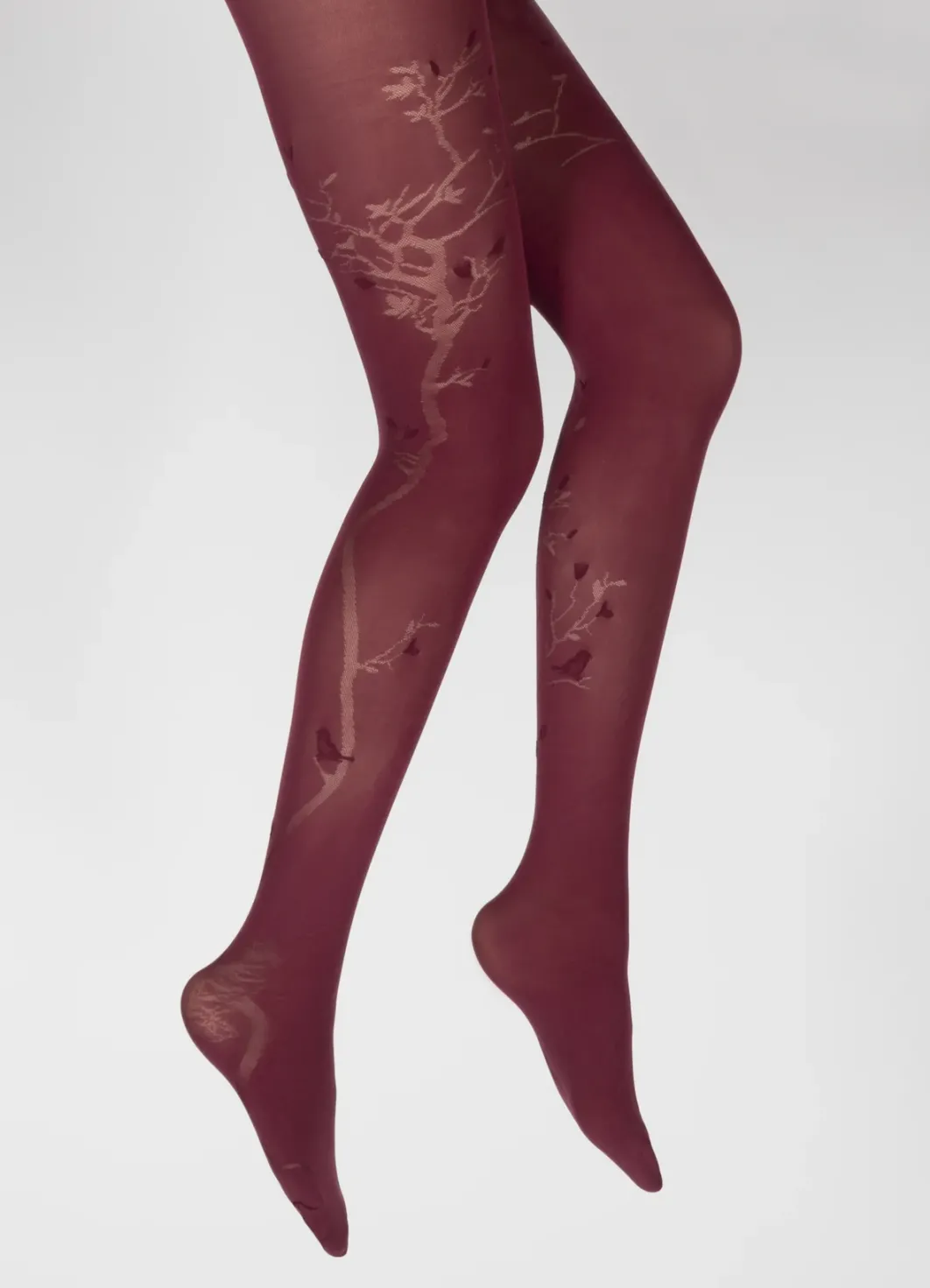 Best Berthe Aux Grands Pieds Collants 40D Arbre bordeaux en Maille Dévorée ton sur ton
