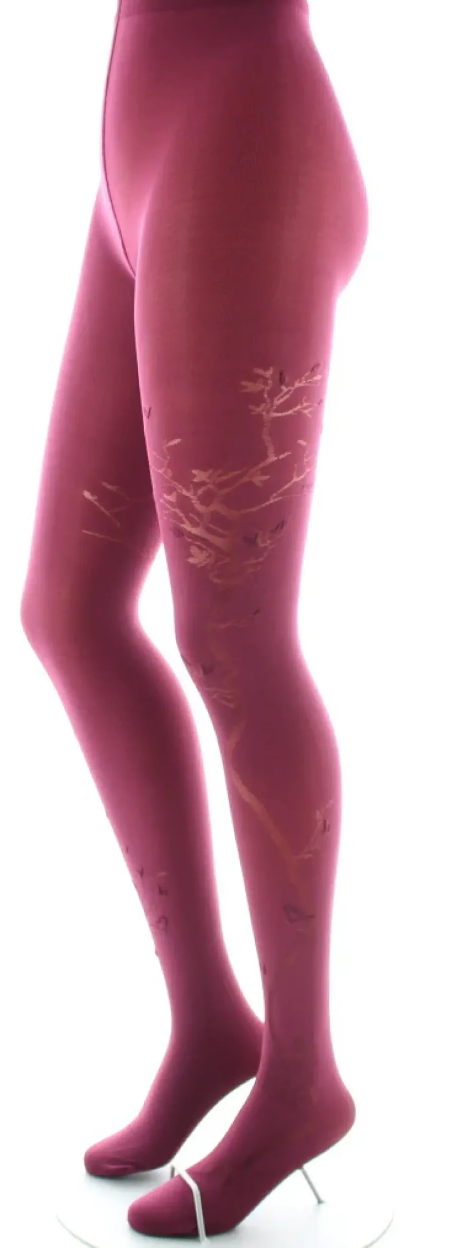 Best Berthe Aux Grands Pieds Collants 40D Arbre bordeaux en Maille Dévorée ton sur ton