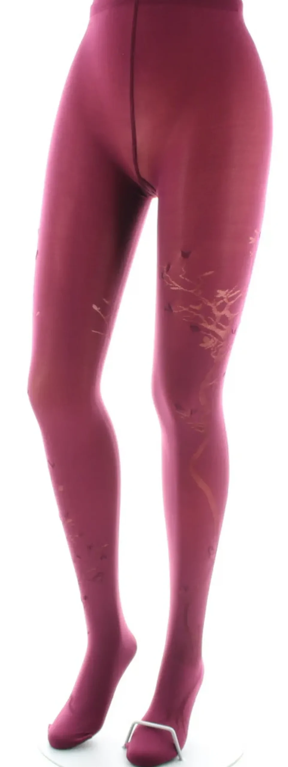 Best Berthe Aux Grands Pieds Collants 40D Arbre bordeaux en Maille Dévorée ton sur ton