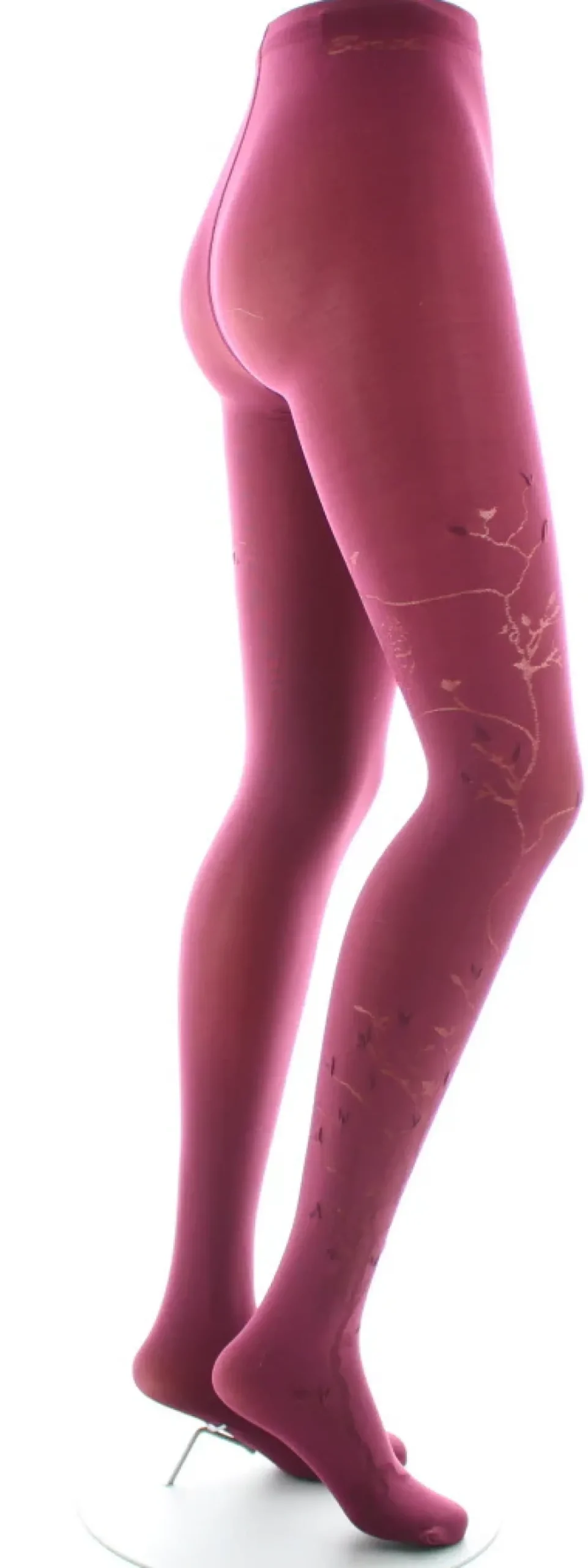 Best Berthe Aux Grands Pieds Collants 40D Arbre bordeaux en Maille Dévorée ton sur ton