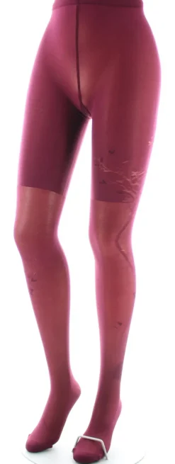 Hot Berthe Aux Grands Pieds Collants 40D Arbre et Dentelle bordeaux