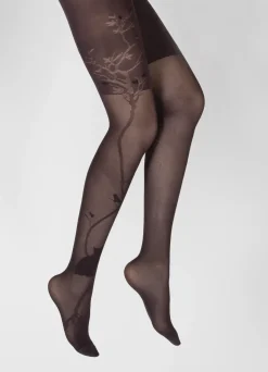 Online Berthe Aux Grands Pieds Collants 40D Arbre et Dentelle prune