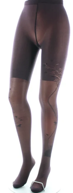 Online Berthe Aux Grands Pieds Collants 40D Arbre et Dentelle prune