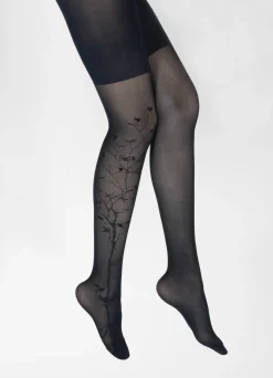 Outlet Berthe Aux Grands Pieds Collants 40D Arbre et Dentelle marine