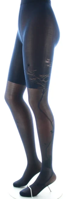 Outlet Berthe Aux Grands Pieds Collants 40D Arbre et Dentelle marine