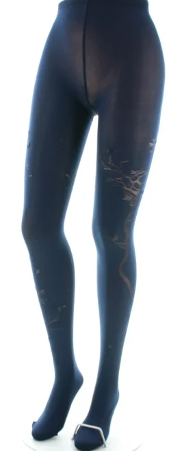 New Berthe Aux Grands Pieds Collants 40D Arbre marine en Maille Dévorée ton sur ton