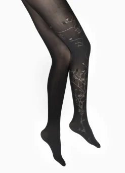 Clearance Berthe Aux Grands Pieds Collants 40D Arbre noir en Maille Dévorée ton sur ton