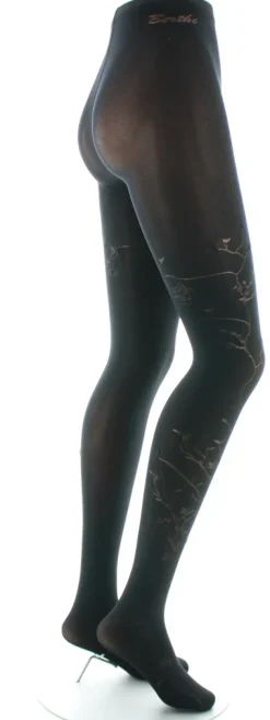 Clearance Berthe Aux Grands Pieds Collants 40D Arbre noir en Maille Dévorée ton sur ton