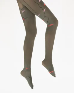 Clearance Berthe Aux Grands Pieds Collants 40D femme kaki hirondelle rouge
