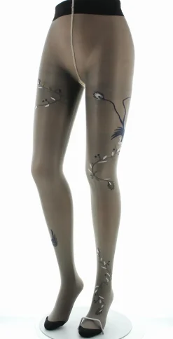 Hot Berthe Aux Grands Pieds Collants 30D femme maille irisée chair oiseau rose et kaki