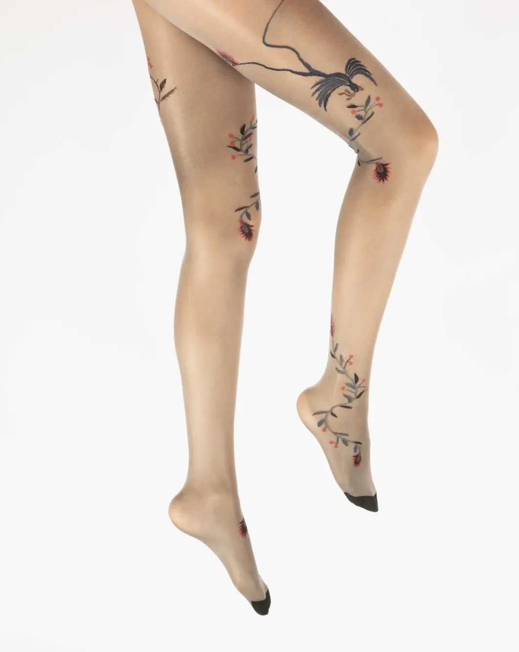 Clearance Berthe Aux Grands Pieds Collants 30D femme maille irisée chair oiseau noir et marine