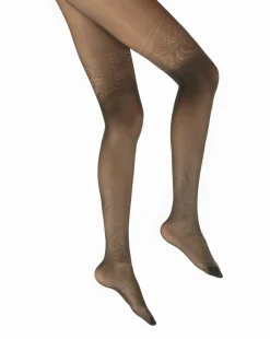 Outlet Berthe Aux Grands Pieds Collants 30D femme maille irisée kaki
